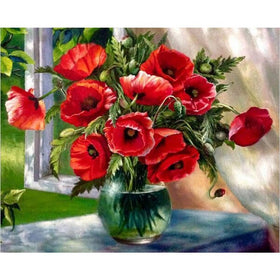 Digital Flower Painting with Vase Design